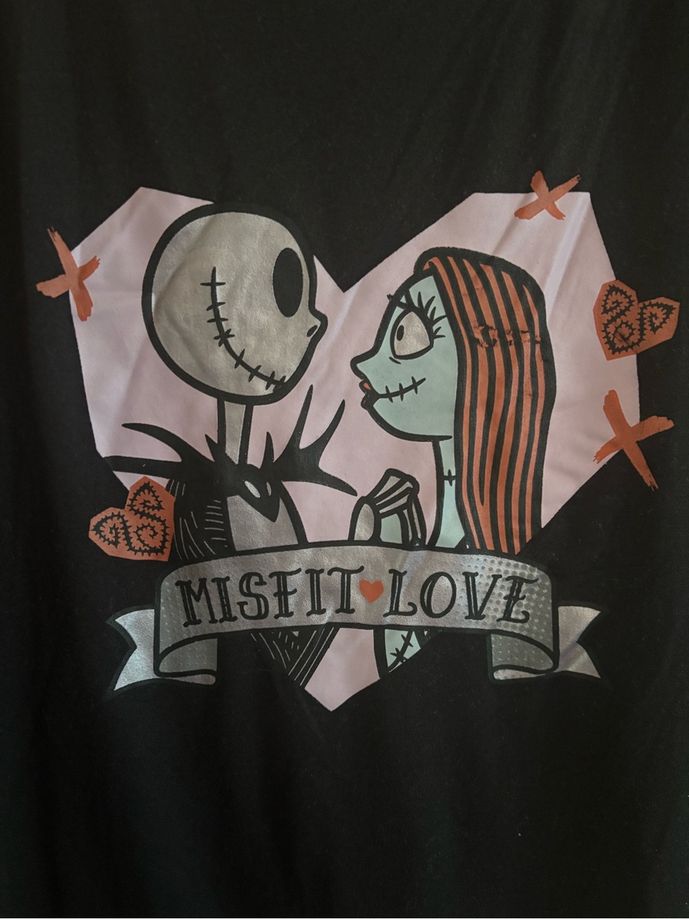Nightmare Before Christmas Jack and Sally Misfit Love Black T-shirt